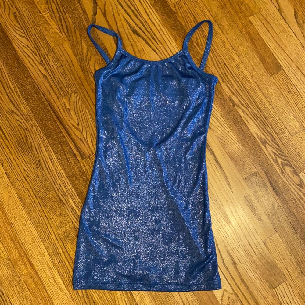 Buckle Boutique Blue Leopard Print Tank Top Small